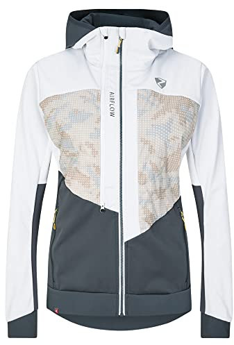 Ziener W Neta Colorblock-Grau-Weiß - Daunen Atmungsaktive sportliche Damen Hybridjacke, Größe 44 - Farbe Beige Camo