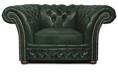Chesterfield Fåtölja Winfield Basic Lyxigt läder | 2–4 veckors leveranstid (Cloudy Green)