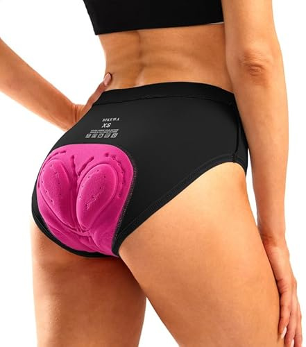 Women's 4D Padded Bike Underwear Cycling Bicycle Shorts Mountain Biking Riding Briefs Biker Cycle Spin Undershorts Padding Motorcycle Gear for Women(Black,L)