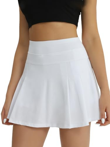 Fuinloth skort för kvinnor tenniskjolsfickor damers golfaktivkläder gymskort och minikjolar Vit XXL 46-48