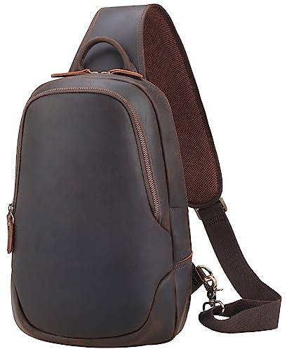 TIDING Umhängetasche aus Leder für Herren, Umhängetasche, Diebstahlschutz, kleiner Rucksack für Reisen, Arbeit, Alltag