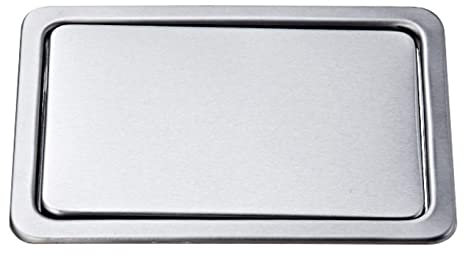 Pattumiera da incasso per cucina, piano di lavoro, in acciaio inox, coperchio con aletta di equilibrio, quadrato, copertura per cucina, mobiletto, tavolo, 22 x 16 cm