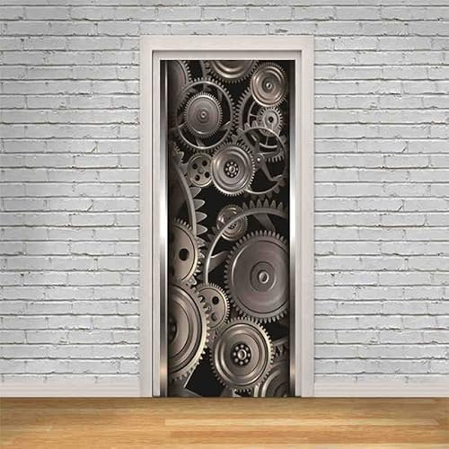 Adhesivo creativo moderno para puerta,papel tapiz con textura de Metal estéreo 3D para sala de estar,decoración de pared para el hogar,pegatinas impermeables de PVC