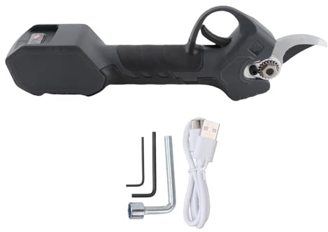 Qcwwy Sécateur électrique Puissant, Ciseaux sans Fil Rechargeables, Longue Durée de Vie de la Batterie, Lames de qualité Supérieure pour Branches de Fleurs. (Noir)