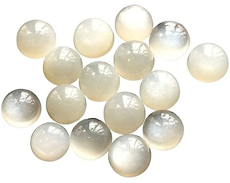 Gems For Jewels 8 mm weißer Mondstein-Cabochon für Damen, runder schlichter kalibrierter Mondstein, lose Mondstein-Cabochons für Schmuck (5 bis 20 Stück Optionen) – VICA389 (10 Stück)