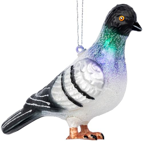 SIKORA Taube besondere Weihnachtskugel Glas Christbaumschmuck Deko Figur Weihnachten Anhänger Ornament - Trend Line - BS593