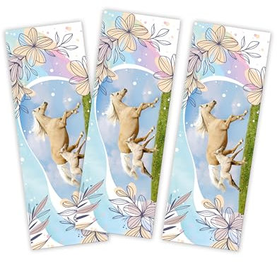 Minkocards 8 Lesezeichen Pferd mit Fohlen Mitgebsel für Kindergeburtstag Mädchen Gastgeschenke für Mädchengeburtstag