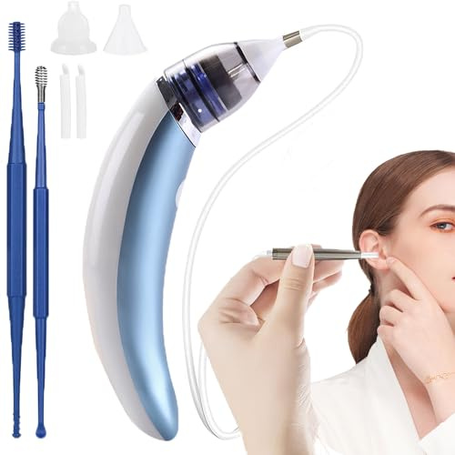 Ohrenschmalz Entferner Elektrische, Sicheres und Weiches 360 Grad Spirale Silikon Ear Cleaning kit Ersatzköpfen, Geeignet für Kinder und Menschen (Blau-1)