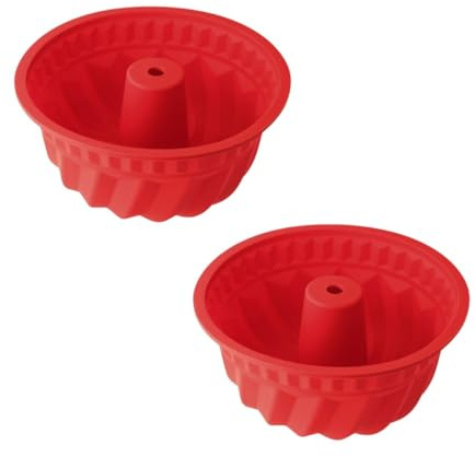 Dr. Oetker 9926450 Kugelhopf Backform 2er Set, 2 Kuchenformen, Silikonform, Gugelhupfform, Silikon, Rot, 21,5 cm | 2 Stück Gugelhupf aus weichem Silikon, Durchmesser 22 cm, Backofen bei 230 °C, spülmaschinenfest