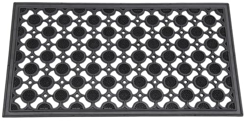 EDS Rubber Door Mat Heavy Duty Non-Slip Entrance Floor Door Mat Indoor & Outdoor mats for front door Dirt Scrapper Playground Garden Matting CIRCLE Design (PACK OF 1)(40 x 70 cm)