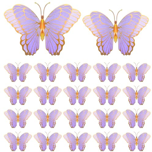 Wettarn Schmetterlings-Tischaufsätze für Tische, Schmetterlingsparty-Dekorationen, 3D-Goldschmetterling, Tischdekoration für Mädchen, Party, Geburtstag, Babyparty, Lila, 30,5 x 22,9 cm, 25,4 x 17,8