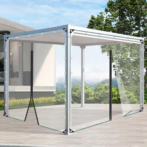 IkErna Pannelli Laterali in Pvc in Pvc Trasparente con Porta con Cerniera, Acqua Di Copertura Del Telo in Vinile, Lacrima e Resistenzada/W*H/6 * 2.6M/19.7 * 8.5Ft