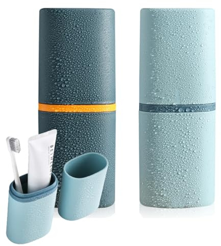Yemiany 2 Stück Zahnbürsten Etui, Zahnbürste reiseetui, Kompakt Tragbar | Zahnputzbecher kinder Flaches Design Spart Platz, für Kinder und Erwachsene, Geeignet für Reisen