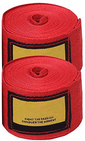 Boxbandagen, 2 Stück Elastische Boxhandbandagen für Thai-Boxen (Rot)