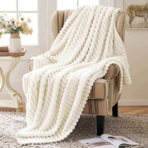 MIULEE Kuscheldecke Flauschig Decke Fleecedecke Flanell Einfarbig Wohndecken Couchdecke Flauschig Überwurf Mikrofaser Tagesdecke Sofadecke Blanket Für Sofa Schlafzimmer 60x80Inch 150x200cm Weiß