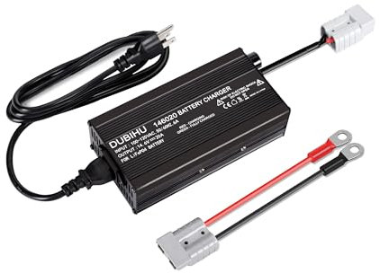 DUBIHU - Cargador de batería LiFePO4 de 12 V 20 A con conector Anderson y cable adaptador Anderson a M8, cargador rápido e inteligente de 14,6 V para baterías de litio