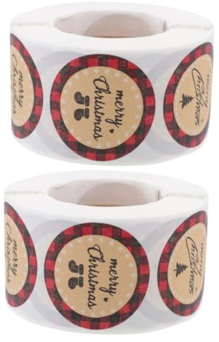 SEWACC 2rollen Weihnachts Geschenkverpackung Aufkleber Kreative Kraftpapier Etiketten Für Umschläge Und Geschenktüten Selbstklebend Für Festliche Anlässe Und Dekorationen