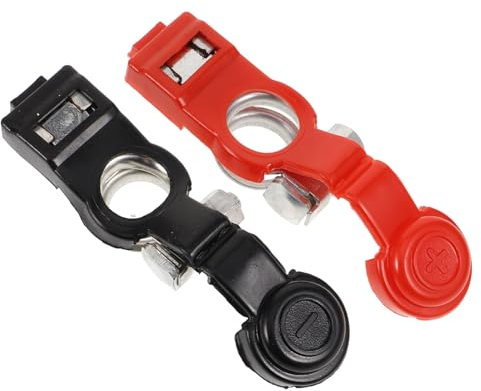 iplusmile 2-teiliges Kfz Batteriepolverbinder Set mit Batterieklemmen und Batterieklemmenenden Rot/schwarz Farbkodierung
