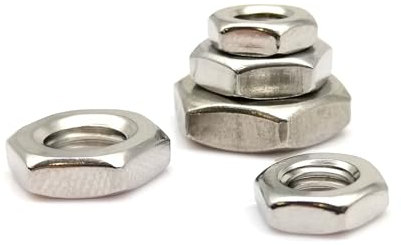 5/10 Stück M6 M8 M10 M12 M14 M16 DIN439 Feingewinde 304 A2-70 Edelstahl Sechskant Sechskant Kontermutter Waffeldünne Mutter(10pcs M12 pitch 1.25)