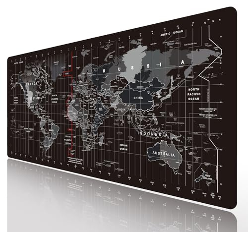 HGWALP Grand Tapis de Souris Carte Monde de Jeu et Extended XXL Tapis de Souris pour Jeux,Tapis de Table Long avec Bords Cousus pour Clavier, Bureau à Domicile, Travail Jeu,Tapis Table (90x40cm)