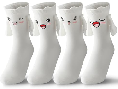 PYEUIFT Lot de 2 paires de chaussettes magnétiques avec 3D aimant, main dans la main Friendship Novelty Socks for Lovers, Friends, Sisters, femme homme (8)