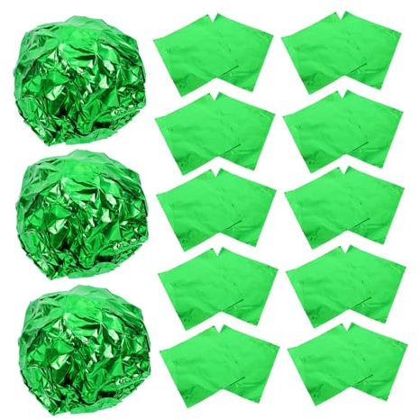TIDTALEO 100pcs Aluminum Foil Green Glossy Surface Candy Wrapper Packing Foil for Home Bakery Wedding