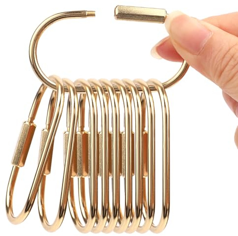 10pcs Brass Keychain, Gold Carabiner Clip with Secure Locking