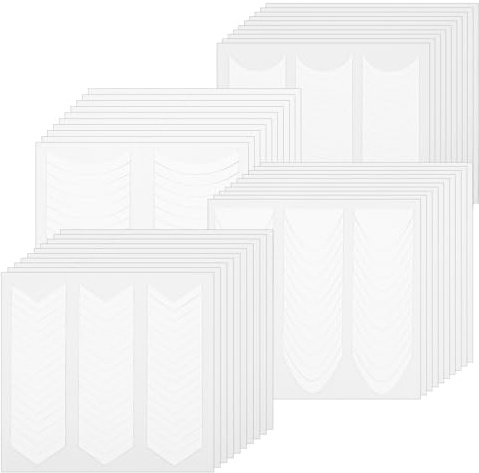 Guduling 1620 Pcs French Tip Stencils for Nails,Self-Adhesive French Nail Tip Stickers,4 Different Designs White Nails Frenchs Tips Sticker for DIY Decoration Stencil Tools(1620 pcs)