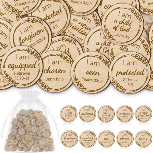 Halloscume 150 Pcs Scripture Pocket Tokens Christmas Religious Gifts Bulk | Christian Religious Tokens, Christian Bible Verse Coins, Jesus Party Favors, Christmas Church Gifts, School Church Prayer