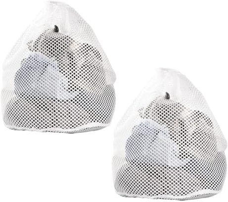 2 Pcs Net Laundry Bags, Drawstring Mesh Laundry Bag, Reusable Delicate Laundrys Bag for Washing Machine, Delicates, Bra, Socks, Baby Clothes, Durable Washing Machine Bag, 30x40cm