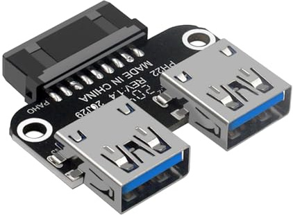 WLGQ Adaptador USB 3.0 de doble puerto – 19/20 PIN a doble USB 3.0 hembra para expansión de placa base de PC (B)
