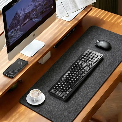 Yokuni Tapis de Bureau Grand Format en Feutre, Sous-main de Bureau en Feutre, Tapis Ordinateur, 3mm D'Épaisseur, Silencieux, Résistant à la Chaleur, Antidérapant100 x 40 cm,pour le Bureau et la Maison