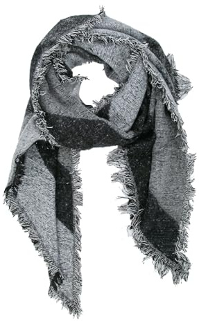 NONMON Schal Damen Warme Winter Schals Langer Damen Schal Kariert Pashmina Karo Tartan Schultertuch Musselin Deckenschal XXL Oversized Fransen Poncho für Herbst Winter 250x70cm, Schwarz