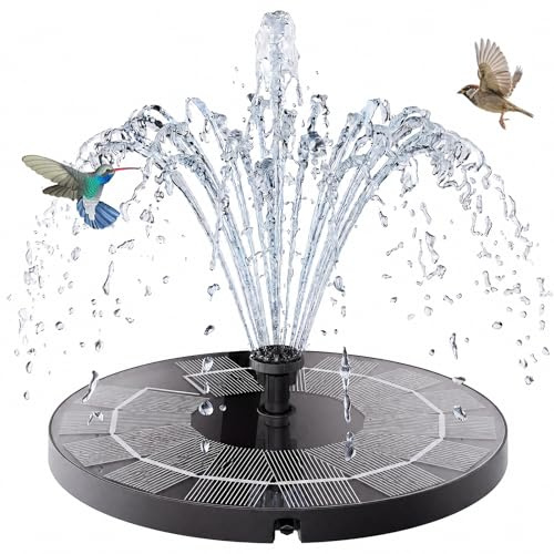 AISITIN Solar Springbrunnen für Außen mit 4 Stützstangen und mit 6 Effekte | 2,5W Solarbrunnen für Draussen, Solar Teichpumpe Outdoor Wasserpumpe Solar Schwimmender Fontäne Pumpe für Garten,VogelBad