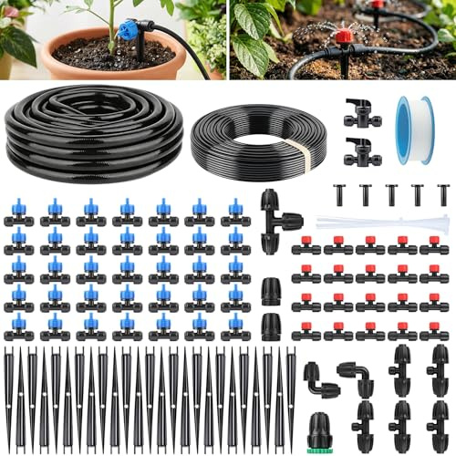 Forever Speed Système D'irrigation Arrosage Automatique pour Jardin 101Pcs [15M + 15M Tuyaux D'irrigation], Arrosage Jardin à Pression Équilibrée pour Jardins, Serres, Terrasses, Pelouse