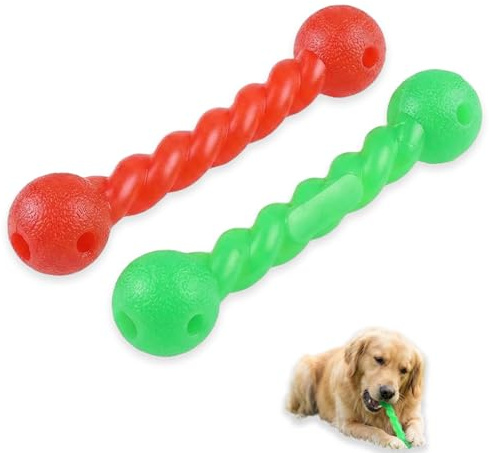 Zlokdraxy 2 Piezas de Juguetes Masticables para Perros, Huesos de Goma Espiral Robustos, Juguetes Interactivos para Limpieza Dental, Adecuados para Perros Pequeños y Medianos