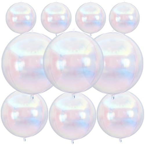 Globos Metalizados, 10 Globos XXL de Aluminio Gigantes 4D de 22 Pulgadas Globos Metálicos,4D Globo Redondos para baby shower, cumpleaños, Año Nuevo, bodas, aniversarios