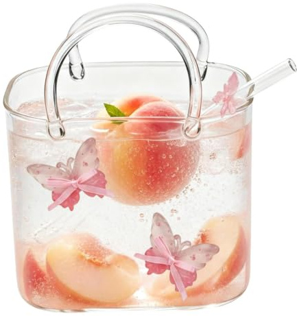 Dryckesväska format glas | Transparent handväska | Cocktail- och vinkoppar | för fryst kaffe, fruktjuice, te, vin, cocktails, sprit, alkohol, blommor, drycker, festdekoration