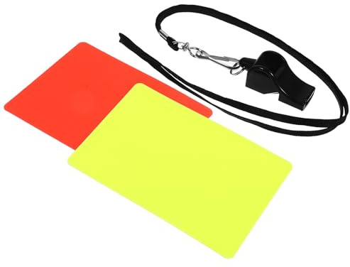 Fenical 1ensemble Set Arbitre Football Cartes Rouge Jaune et Sifflet Robuste Kit Arbitre Foot Pratique pour Matchs de Soccer