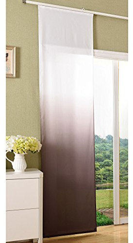 Gardinenbox Flächenvorhang Blickdicht Farbverlauf Schiebegardine mit Paneelwagen und Beschwerungsstange Microsatin Microfaser, 1 Stück 245x60, Braun, 854252