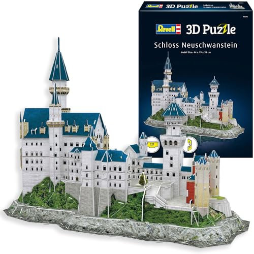 Revell 3D Puzzle Schloss Neuschwanstein I 121 Teile I 4 Stunden Bauspaß für Kinder und Erwachsene I ab 10 Jahren I Das schöne Schloss Neuschwanstein selber zusammenbauen I Ideale Geschenkidee