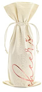 Flaschentasche Cheers, Wein, Baumwolle, Roségold, 15,5 x 36 cm - 5 Stück/Set