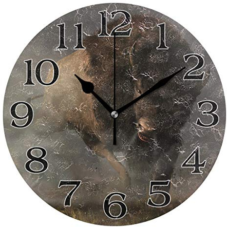 linomo Wanduhr mit Tier-Büffel-Stier-Motiv, geräuschlos, nicht tickend, runde Uhr, leise für Küche, Wohnzimmer, Schlafzimmer, Badezimmer, Büro