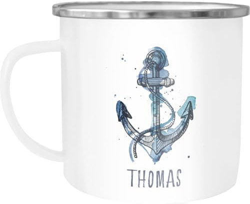 SpecialMe® Emaille-Tasse mit Namen Emaille-Becher personalisierte Geschenke Namensaufdruck Namensbecher Weiss-metall Emailletasse