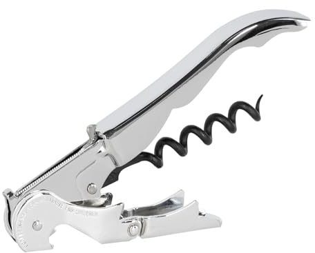 PULLTAP'S GENUINE Slider 900 Chrom-Korkenzieher für den professionellen Gebrauch, hergestellt in Spanien, mit doppeltem Gelenkhebel, Cuttermesser und Flaschenöffner