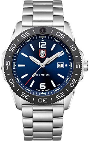 Luminox Pacific Diver XS.3123 Reloj de Hombre 44mm - Reloj de Buceo en Plata/Azul con Pantalla de Fecha 200m de Resistencia al Agua Cristal de Zafiro