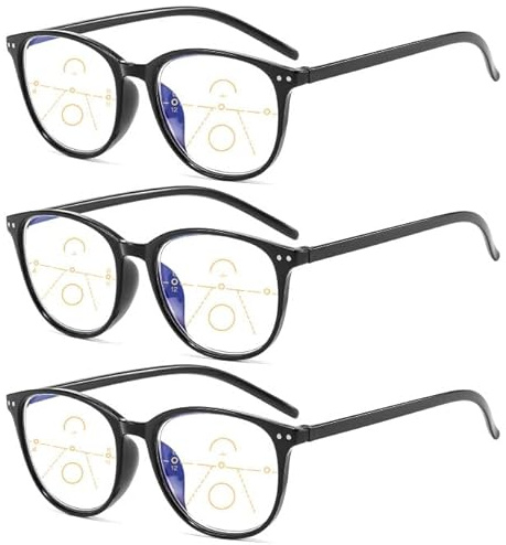 Suertree bifokale Lesebrille Antiblaulicht Brille unisex für Damen und Herren Antimüdung Lesehilfe Multi Fokus Sehhilfe Presbyopie Korrektur 3PC +2.50 TZ6008