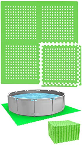 EYEPOWER Poolunterlage für 305 cm Pool Rund - 36 Schaumstoff Matten - 1cm Bodenschutz Fliesen - Outdoor Puzzlematte unter Stahlwand Swimmingpool - Gartenpool Bodenschutzmatte Pool Unterlage Terrasse