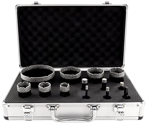 SHDIATOOL Diamond Drill Core Bits Set for Porcelain Hole Saw Cutter for Tile Marble Ceramic Granite Bricks Used for Angle Grinder Hand Drill Kit 5/8 inch-11 13pieces