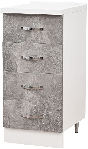 Shally Dogan Cajonera Mueble Base para Cocina con 4 cajones, Mueble Modular con Estructura de Madera sólida y Resistente, Organizador de 40 x 50 x 85 cm (hormigón)